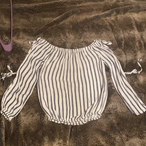 Off-Shoulder Striped Blouse